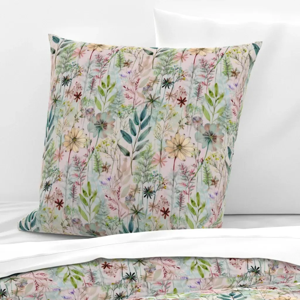 Floral Spring Hand Painted Watercolour Euro Pillow Sham - Light Beige product