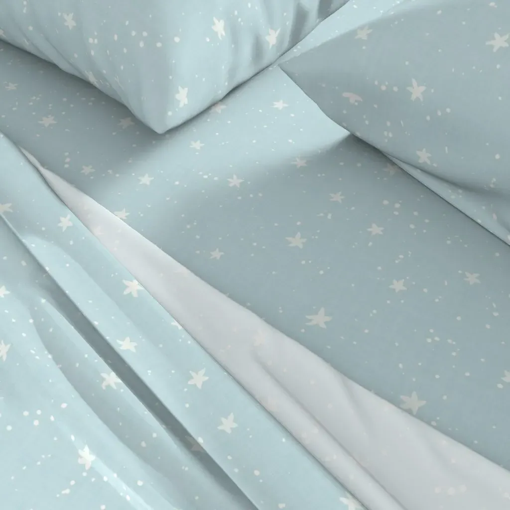 Floral Sprinkles Twin Sheet Set - White, Seafoam Blue alternate view