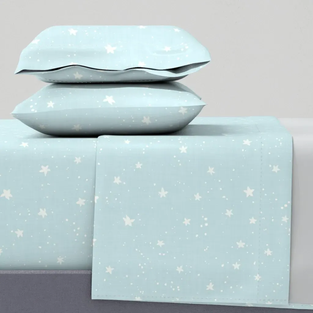 Floral Sprinkles Twin Sheet Set - White, Seafoam Blue product