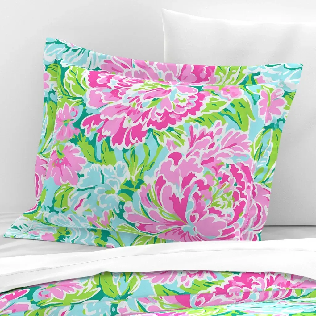 Floral Standard Flanged Cushion Cover - Pink, Cotton Sateen product