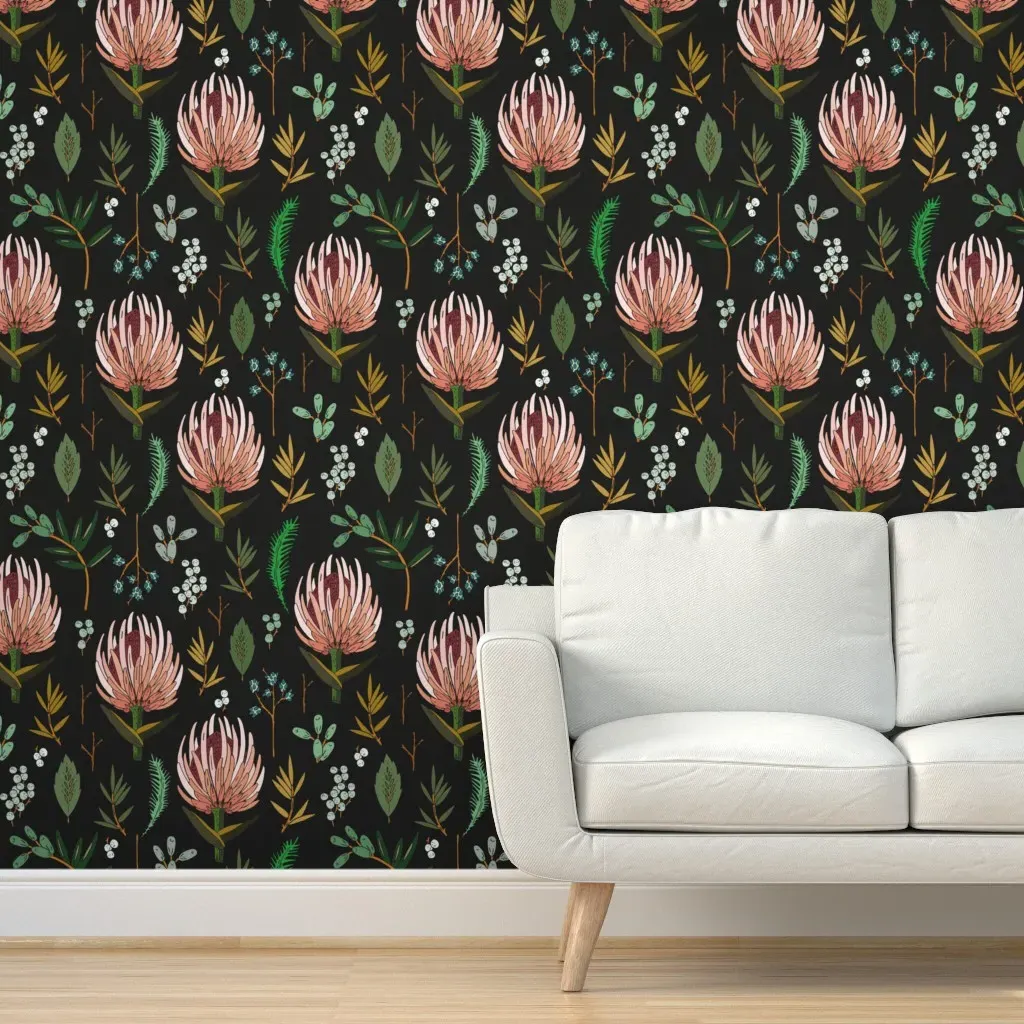 Floral Study Dark Peel and Stick Wallpaper - Blush Pink product