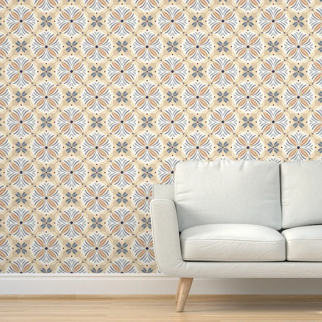 Floral Tile Peel and Stick Wallpaper - Beige product