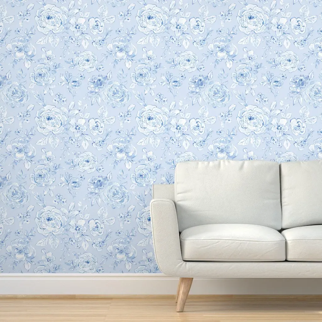 Floral Toile Peel and Stick Wallpaper - Soft Blue product