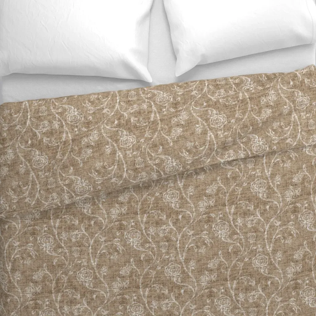 Floral Trail Chintz Rustic Duvet Cover - Beige alternate view