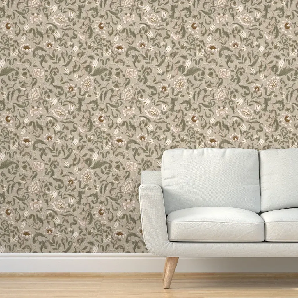 Floral Victorian Vine Botanical Peel and Stick Wallpaper - Green product