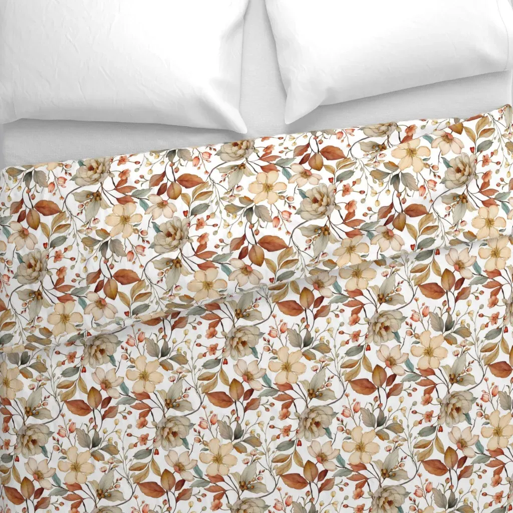 Floral Vines Medium Duvet Cover - Creamy Beige alternate view