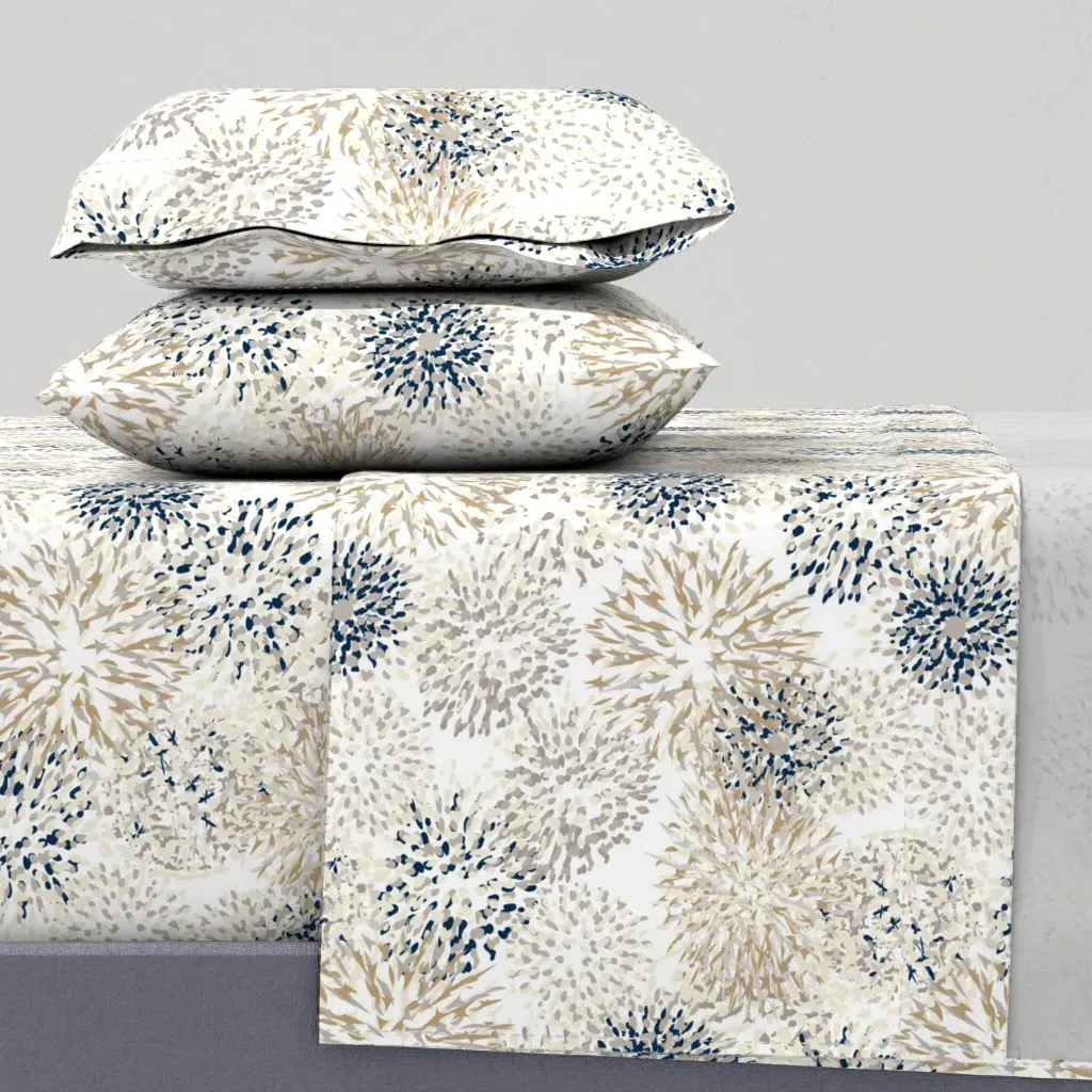 Floralexplosion Navycreamgrey Paducaru King Sheet Set - Beige product