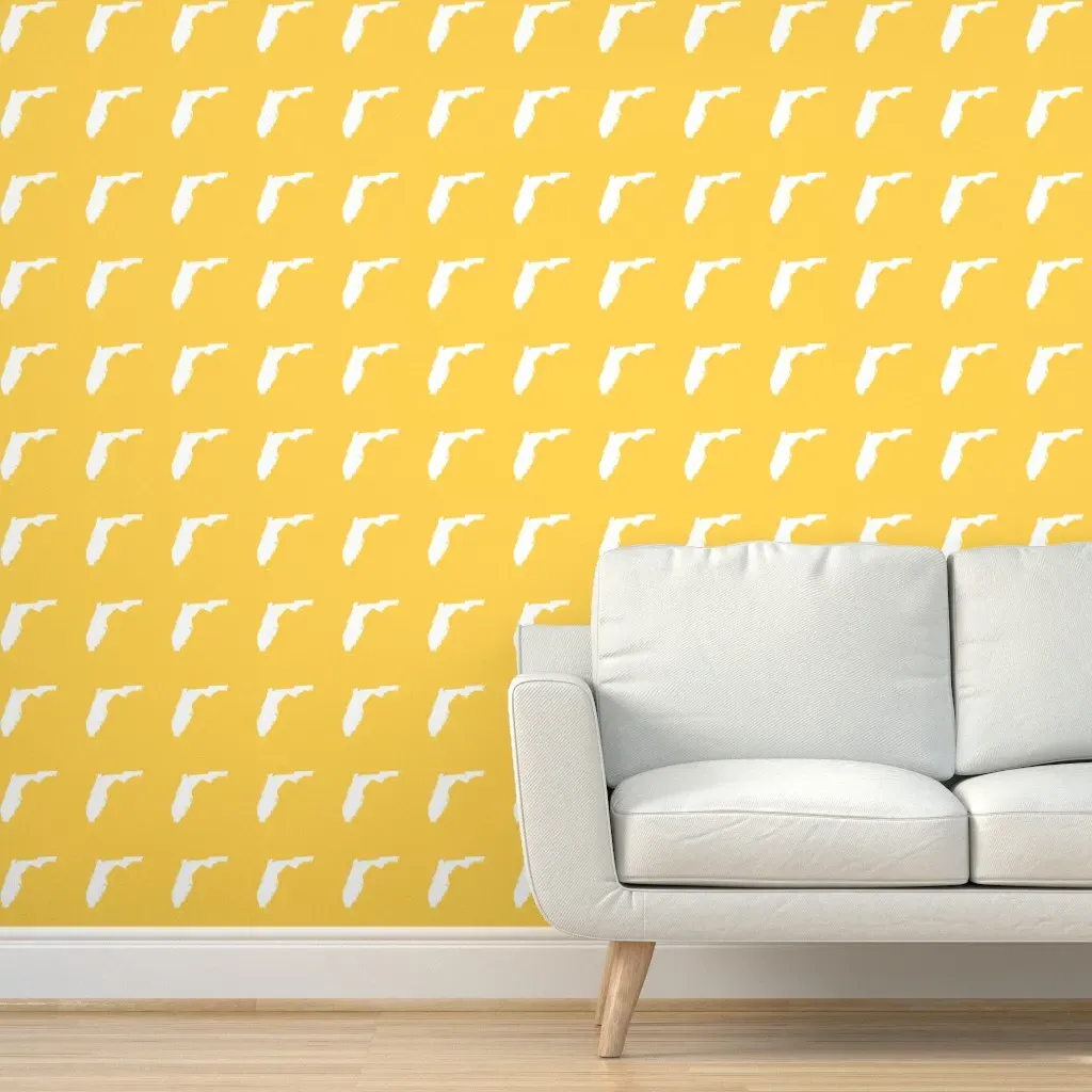 Florida Silhouette Peel and Stick Wallpaper - White on Yellow product