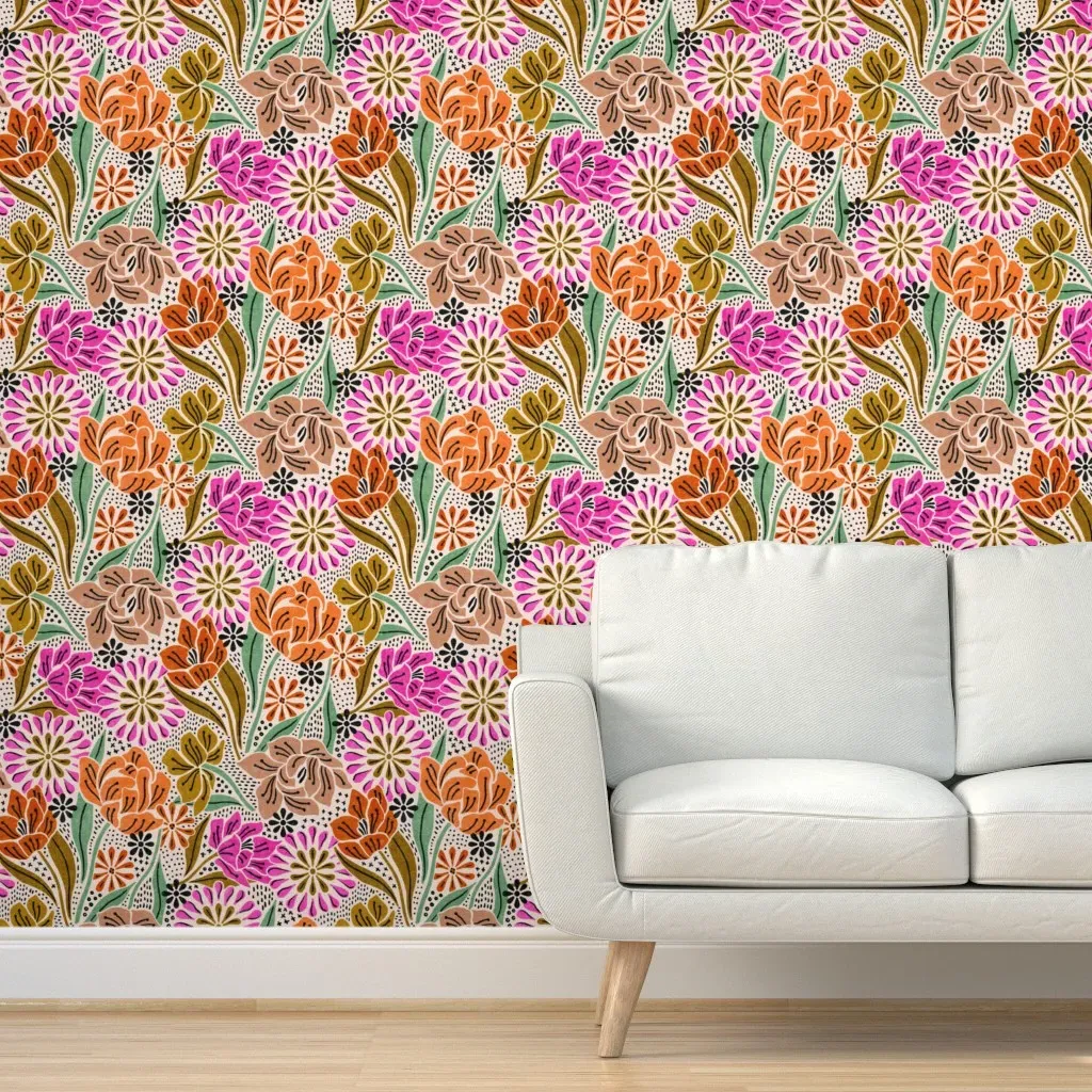 Floris Peel and Stick Wallpaper - Burnt Orange product