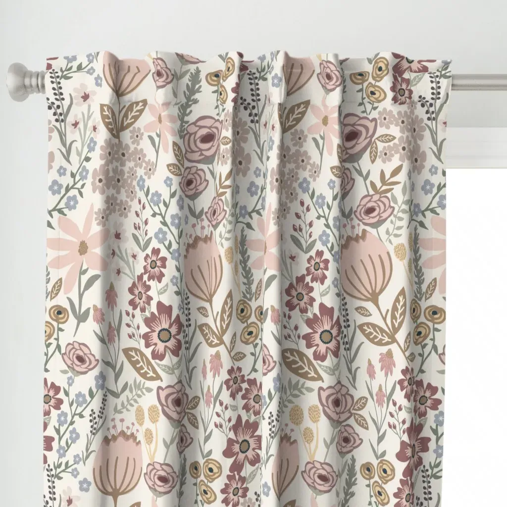 Flo's Vintage Garden Curtain Panel - Pink alternate view