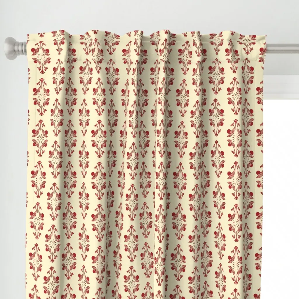 Flourish Natural Curtain Panel - Red alternate view