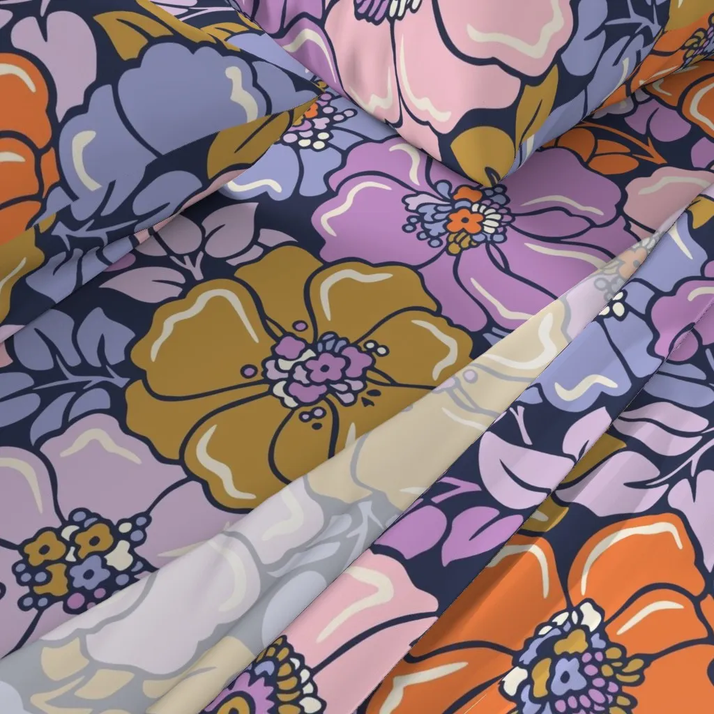 Flower Bloom Large Scale King Sheet Set - Purple alternate view