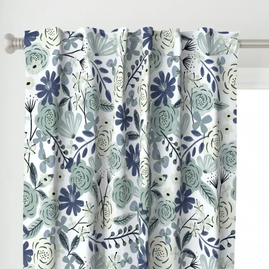 Flower Child Boho Curtain Panel - Dusty Blue alternate view