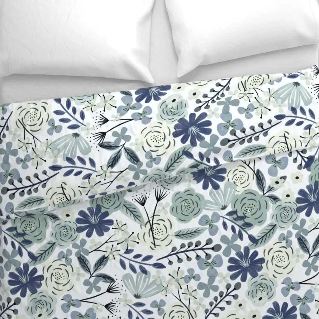 Flower Child Boho Duvet Cover - Dusty Blue alternate view