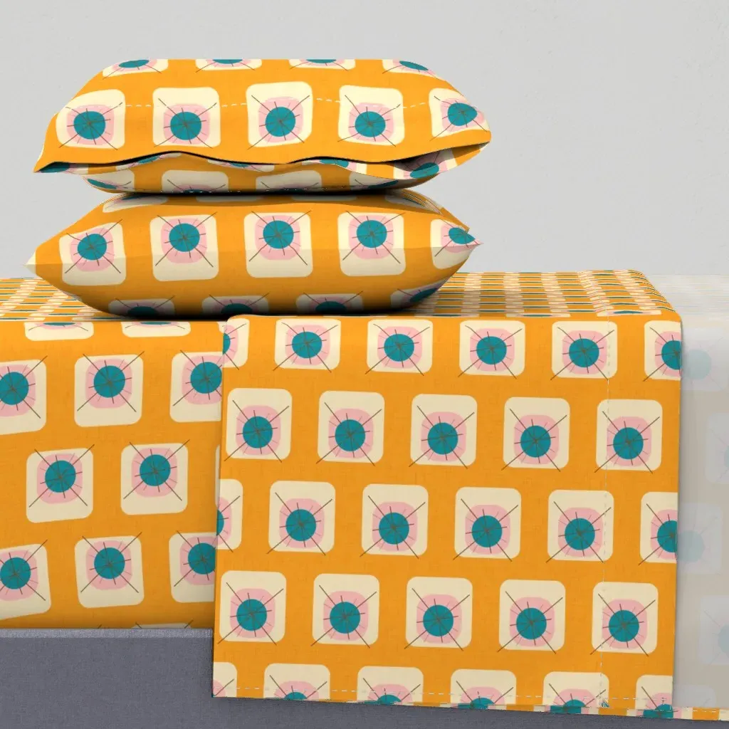 Flower Eggs King Size Sheet Set - Orange product