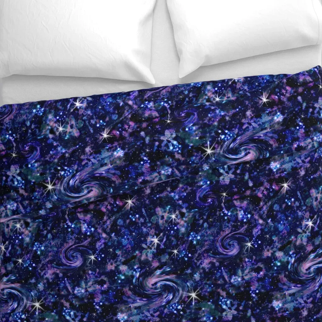 Flower Galaxy Duvet Cover - Deep Blue alternate view