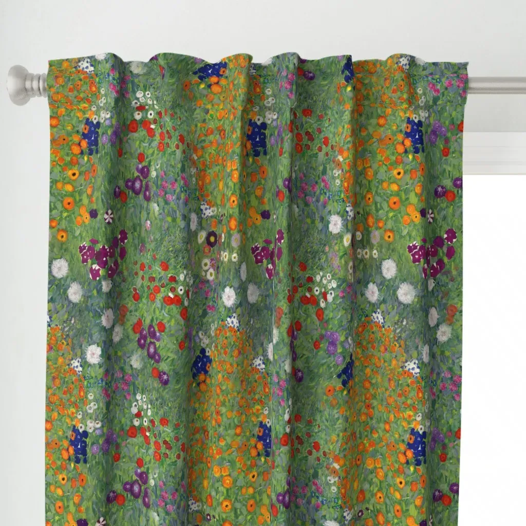 Flower Garden By Gustav Curtain Panel - Green alternate view