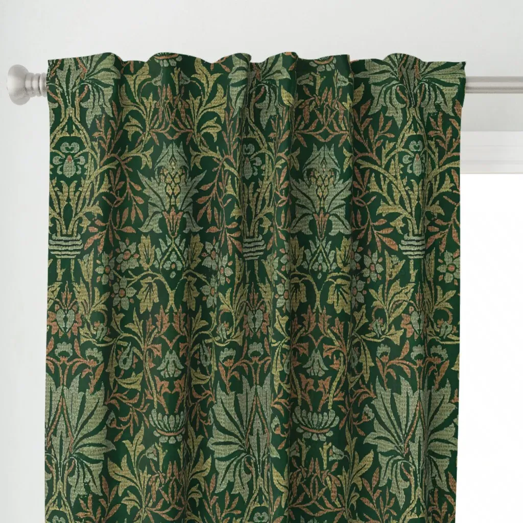 Flower Garden William Curtain Panel - Dark Green alternate view
