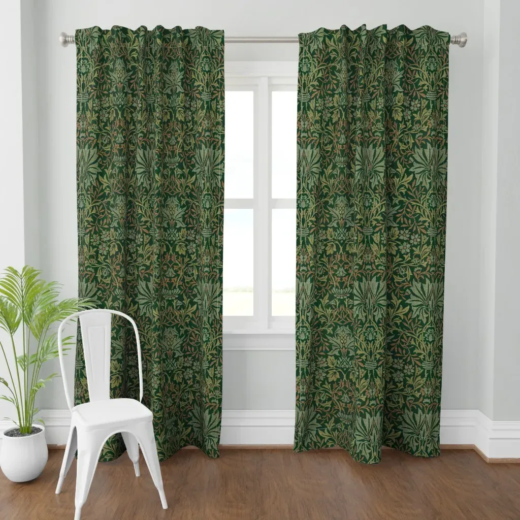 Flower Garden William Curtain Panel - Dark Green product