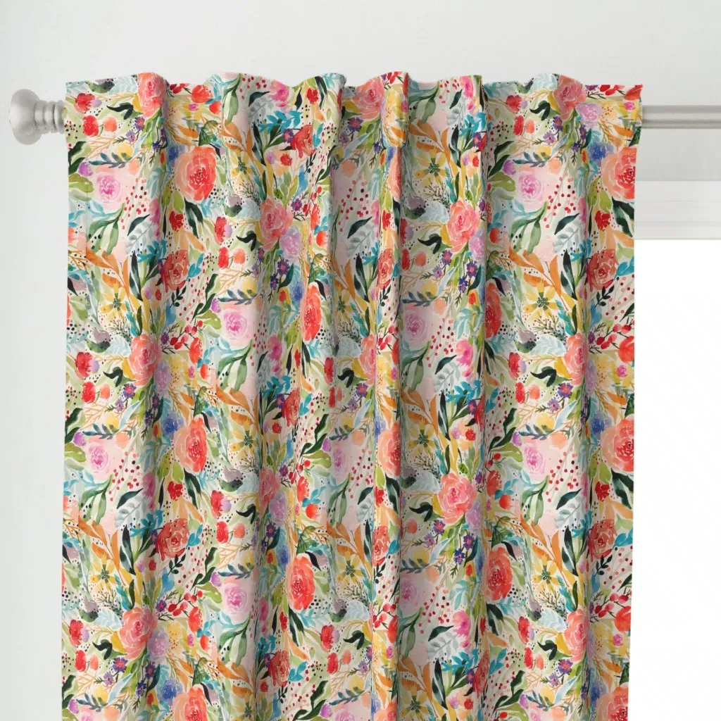 Flower Joy Curtain Panel - Coral Pink alternate view