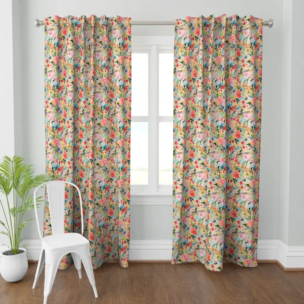 Flower Joy Curtain Panel - Coral Pink product
