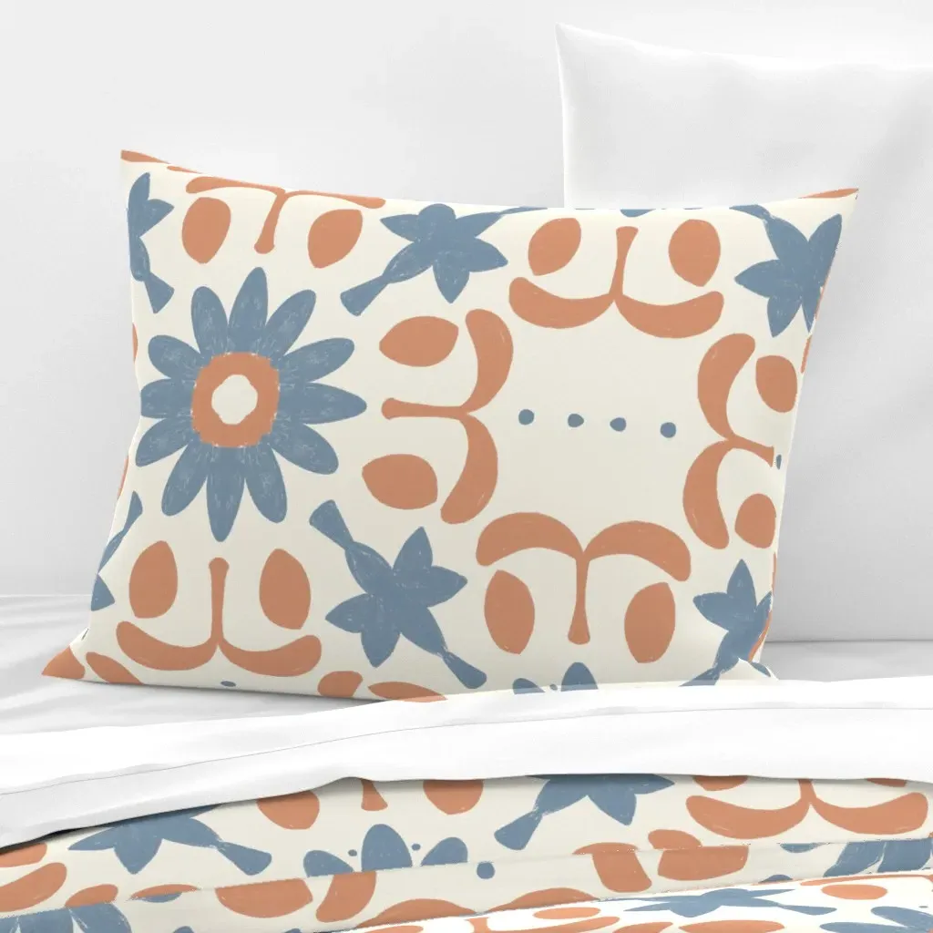 Flower Leaves Standard Cushion Cover - Dusty Blue, Cotton Sateen product