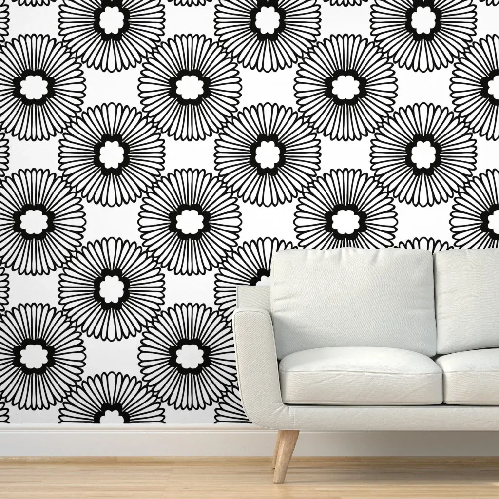Flower Peel and Stick Wallpaper - Black, White product