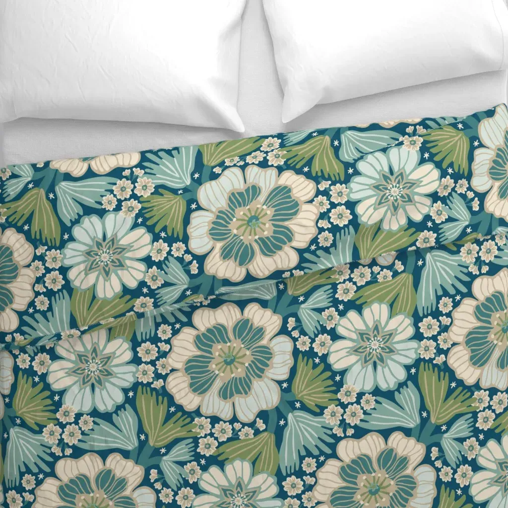 Flower Power Duvet Cover - Teal Green alternate view
