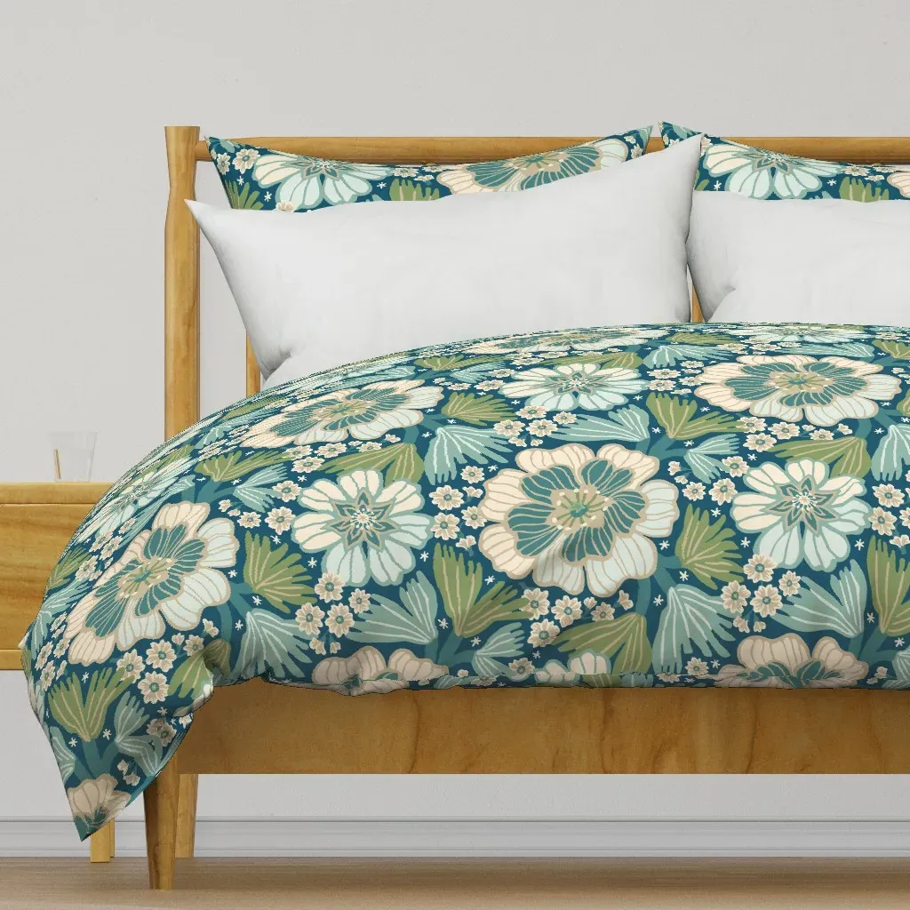 Flower Power Duvet Cover - Teal Green product
