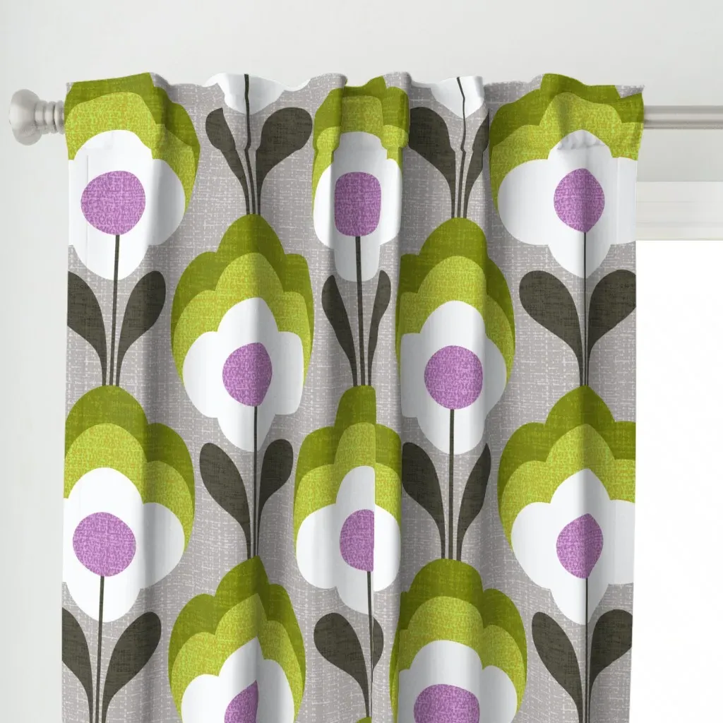 Flower Power Jumbo Curtain Panel - White alternate view