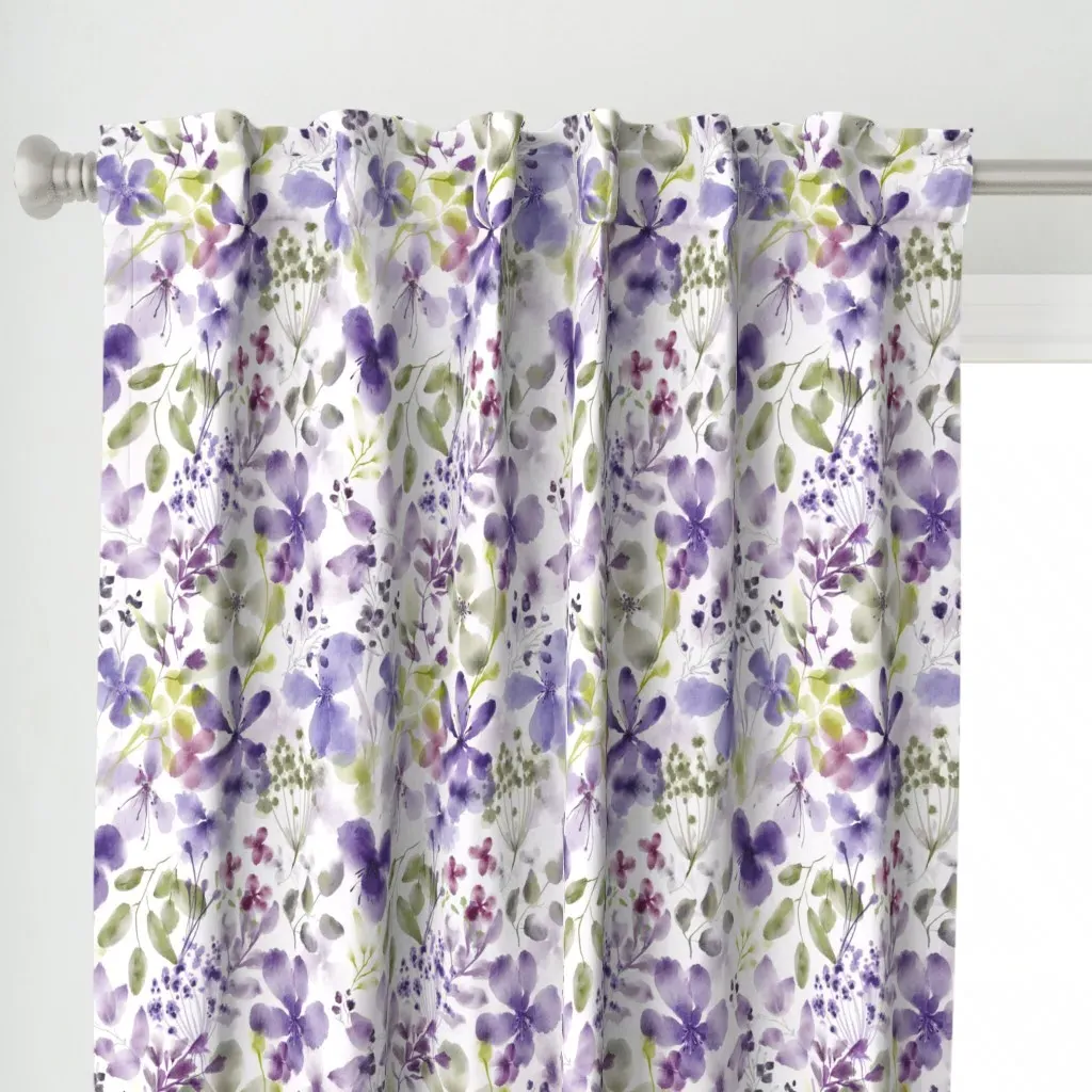 Flower Space Curtain Panel - Purple alternate view