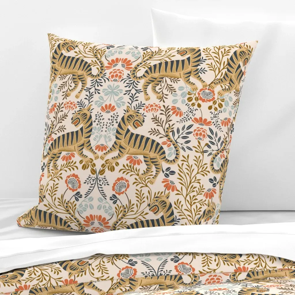 Flower Tiger Euro Pillow Sham - Mustard Yellow product
