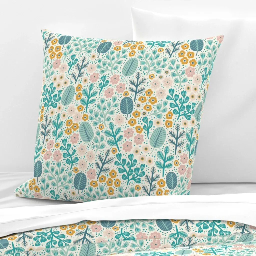 Flowerdot-Light Euro Pillow Sham - Teal product