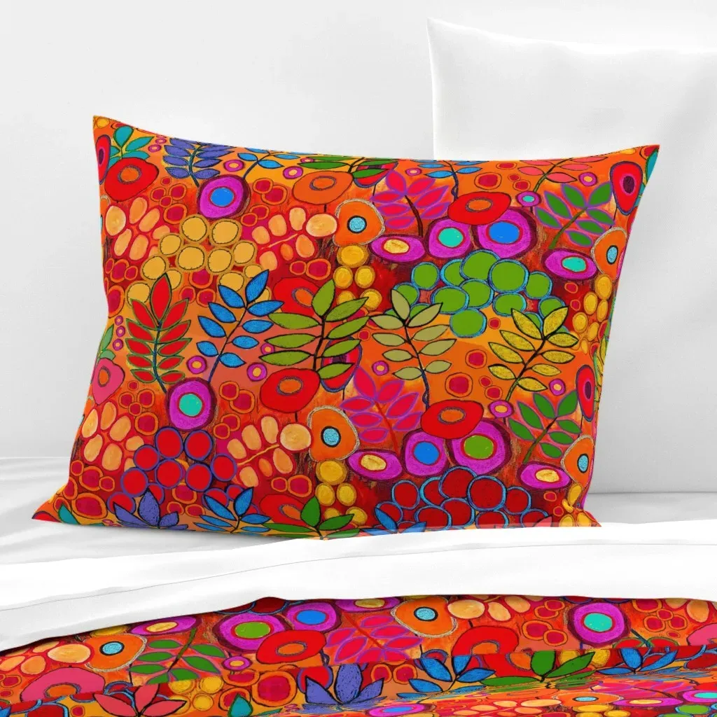 Flowers Design 11899712 Standard Knife Edge Cushion - Orange, Cotton Sateen product