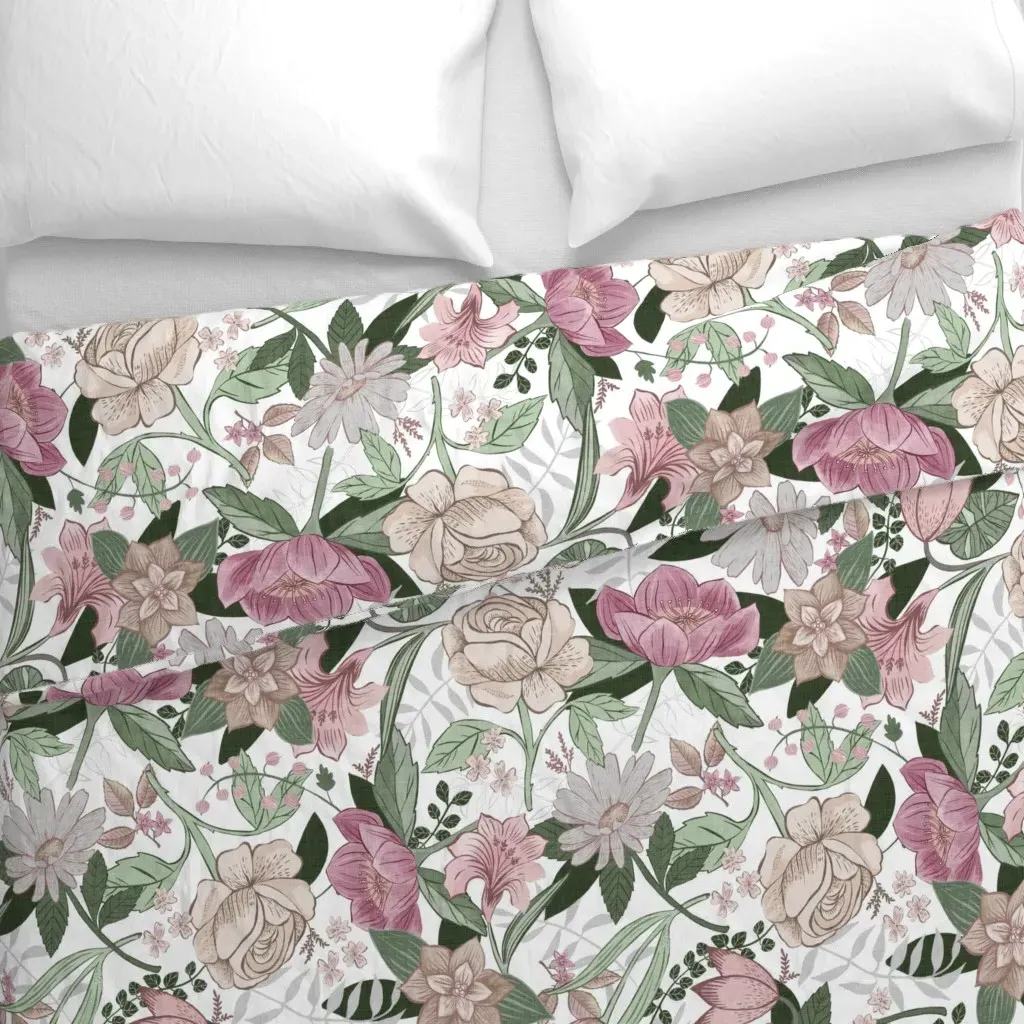 Flowers For Ashley Duvet Cover - Dusty Rose alternate view