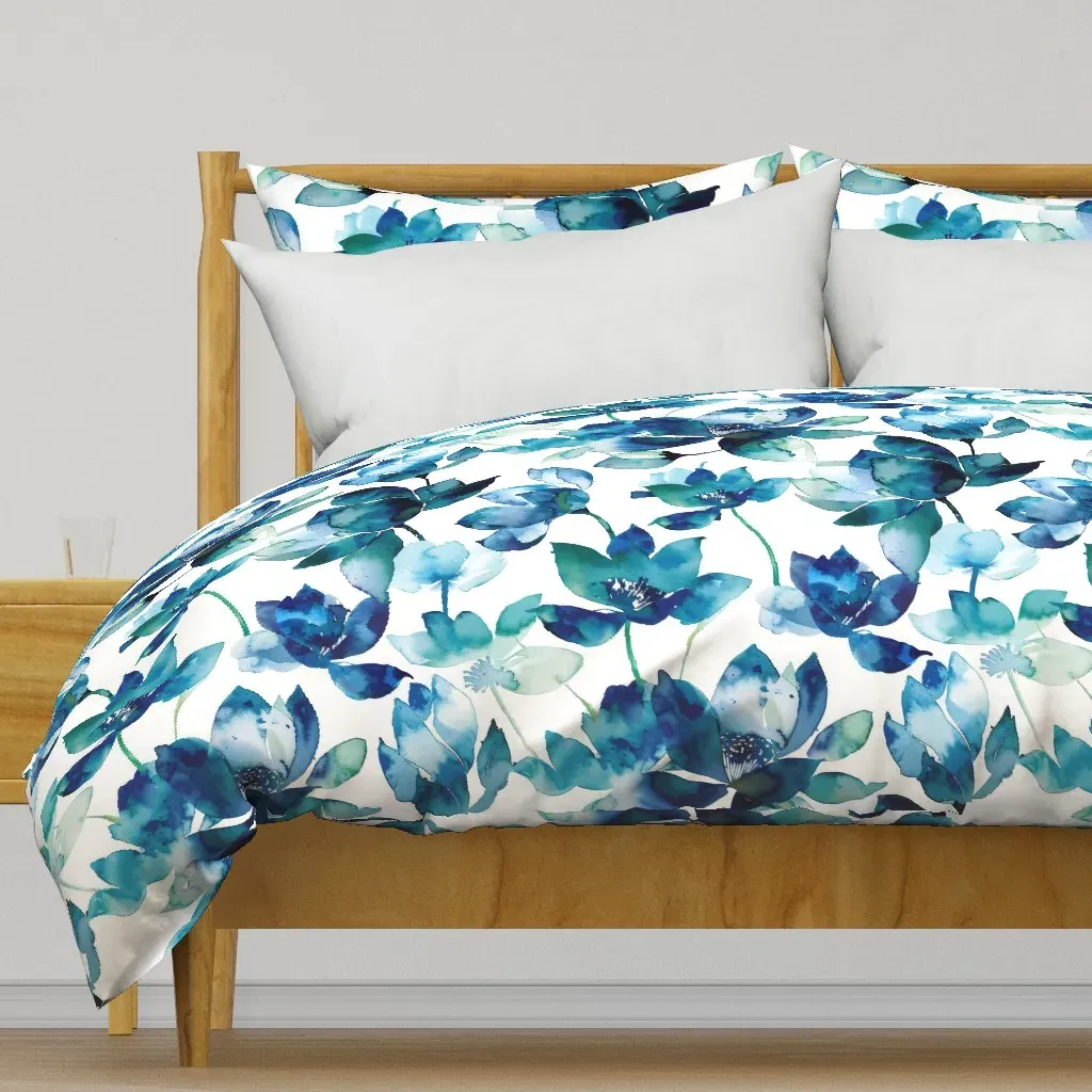 Flowers For The Peacocks Duvet Cover - Teal product