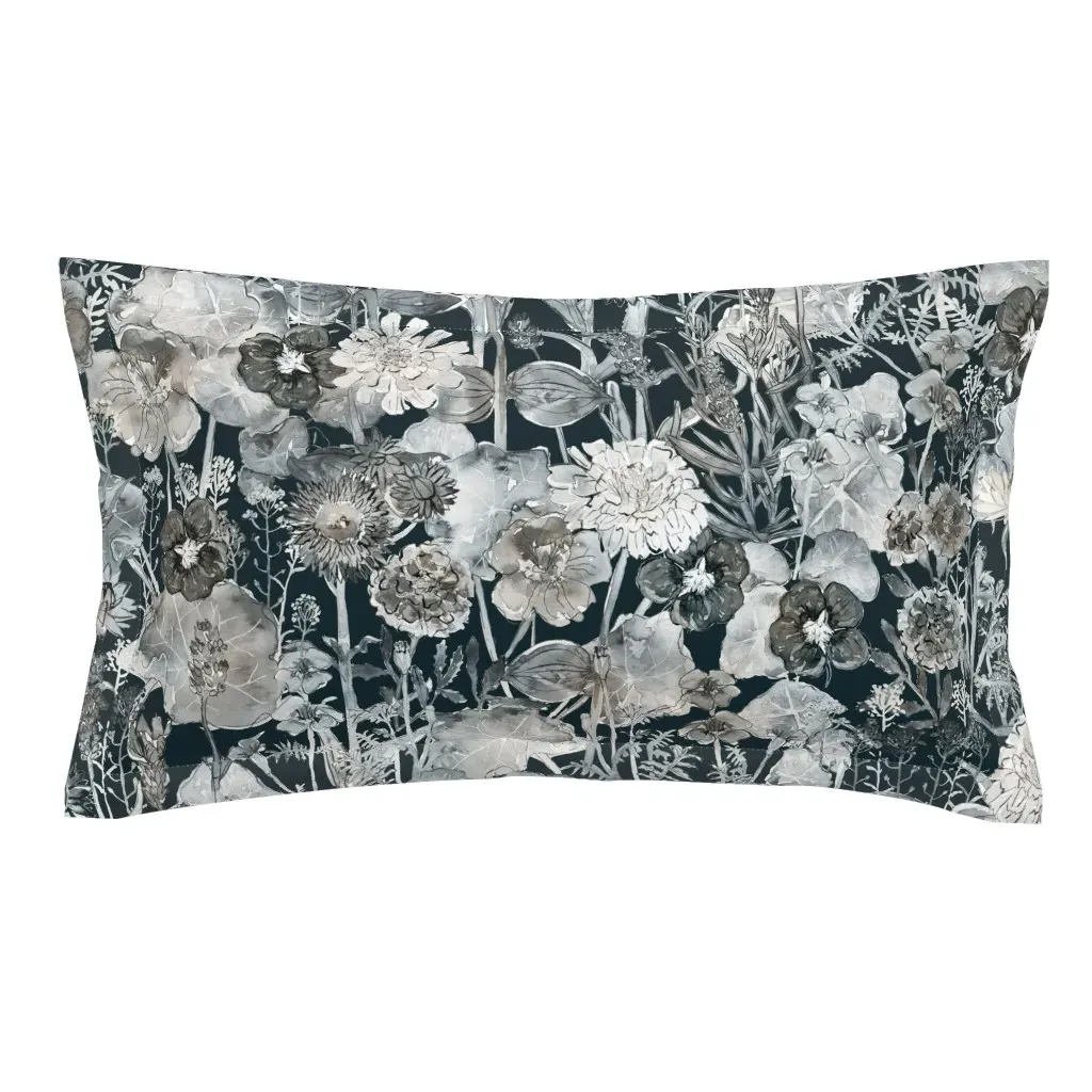 Flowers In My Vegetable Garden King Pillow Sham - Dark Blue product