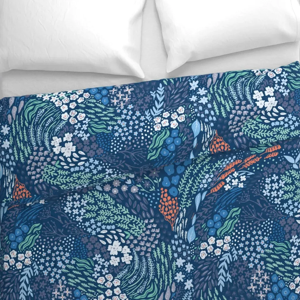 Flowers In The Field Early-01 Duvet Cover - Blue alternate view