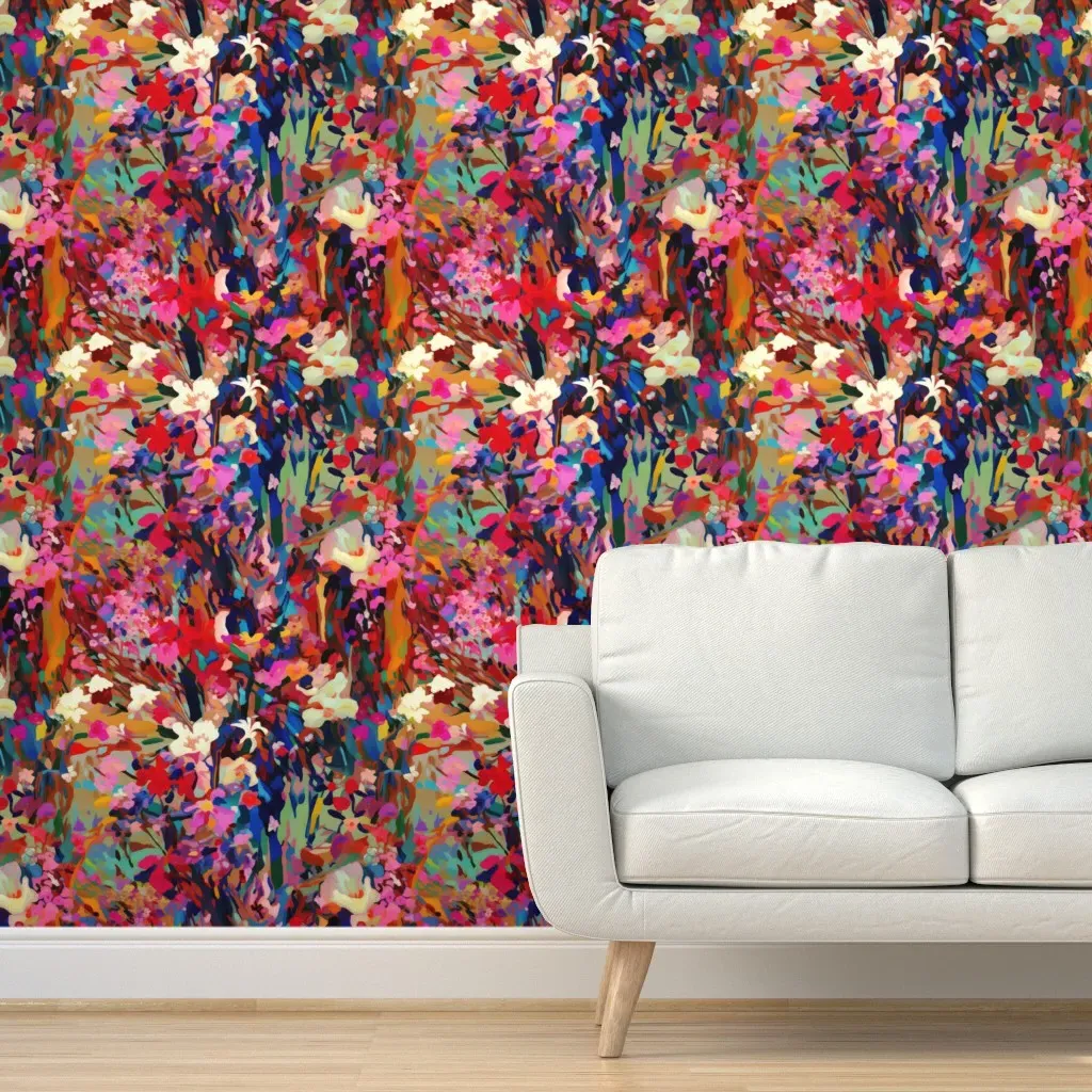 Flowers In The Night Peel and Stick Wallpaper - Red product