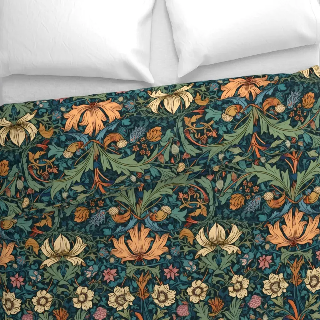 Flowers Vintage Art Nouveau Duvet Cover - Cream alternate view
