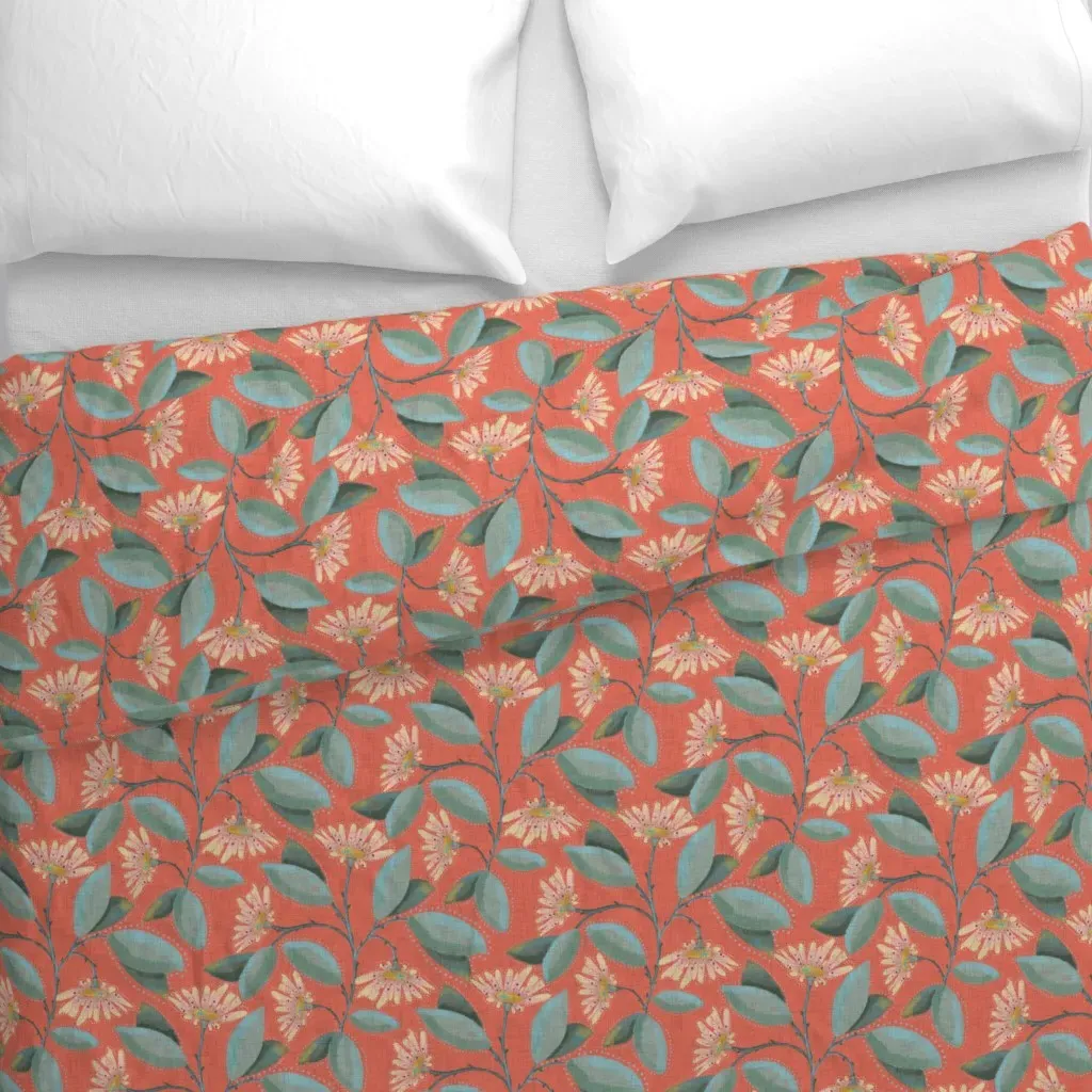 Flowing Daisies With Dots Duvet Cover - Green alternate view