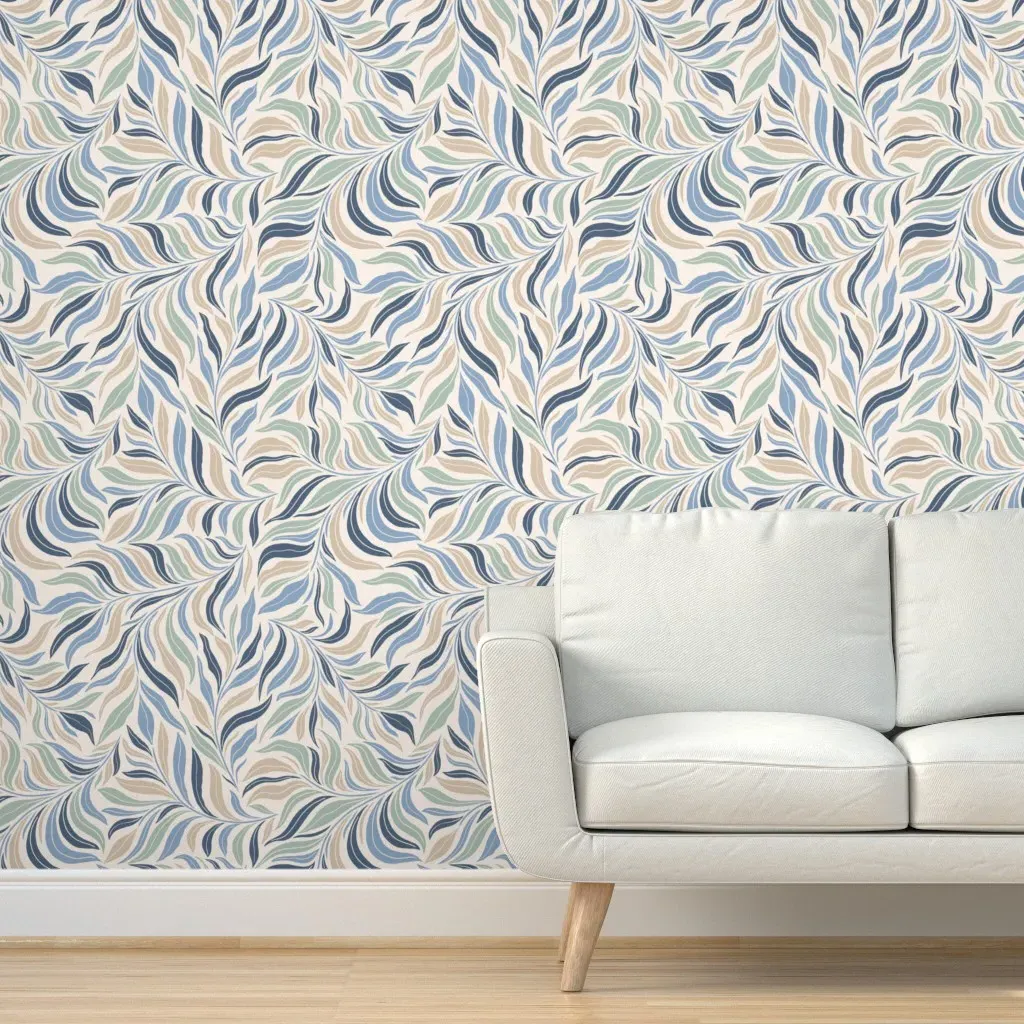 Flowing Foliage Peel and Stick Wallpaper - Blue, Sage product
