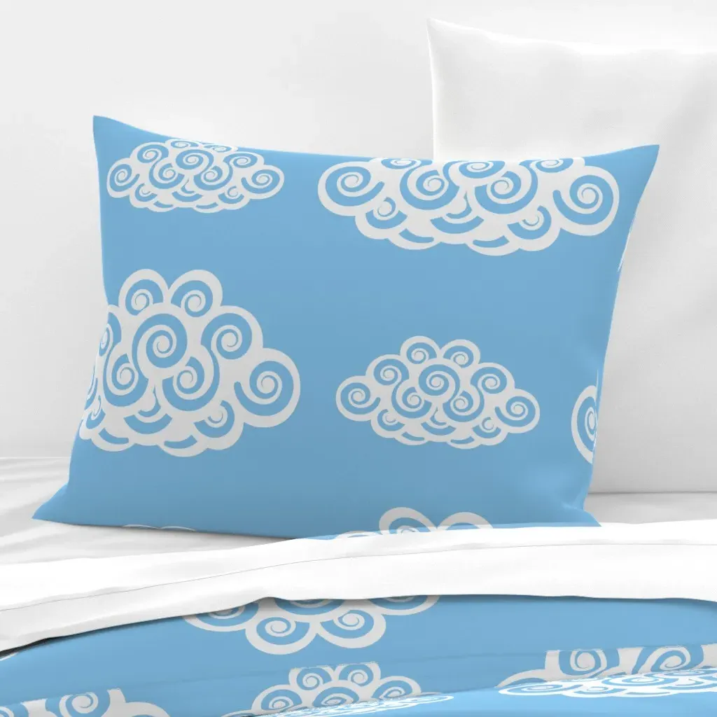 Fluffy Clouds Pattern Standard Cushion Cover - White, Cotton Sateen product
