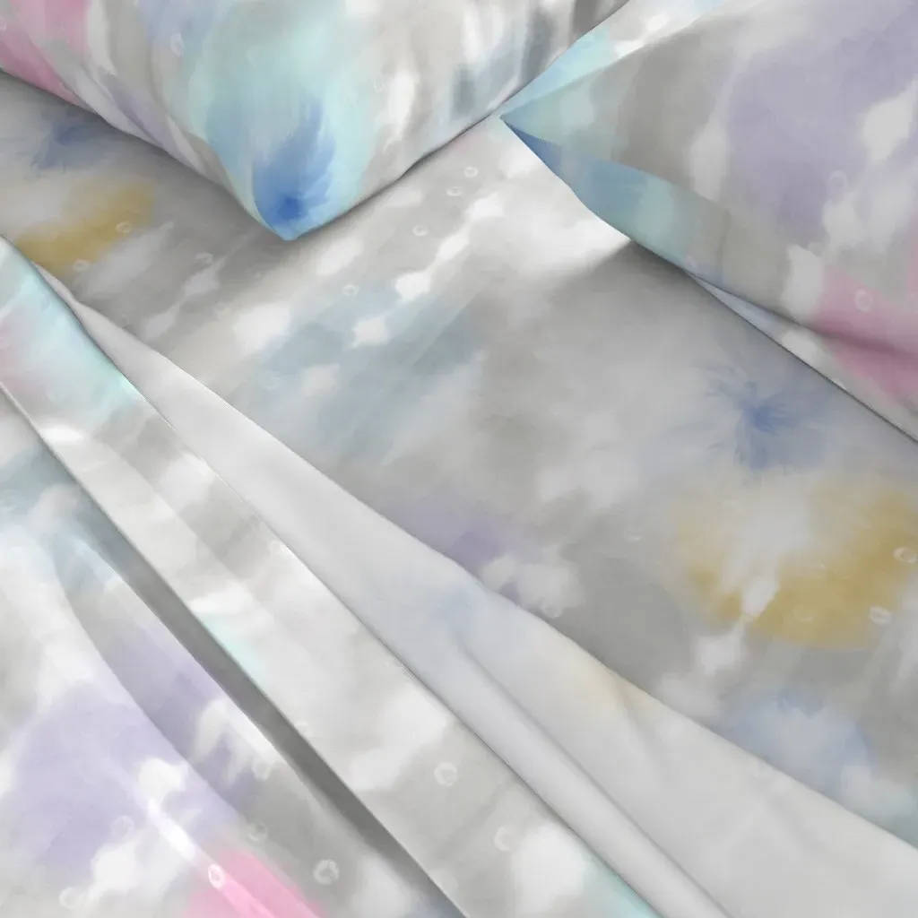 Fluffy Flowers Tie-Dye King Size Sheet Set - Gray alternate view