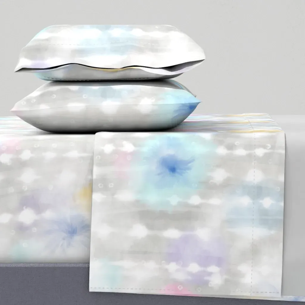 Fluffy Flowers Tie-Dye King Size Sheet Set - Gray product