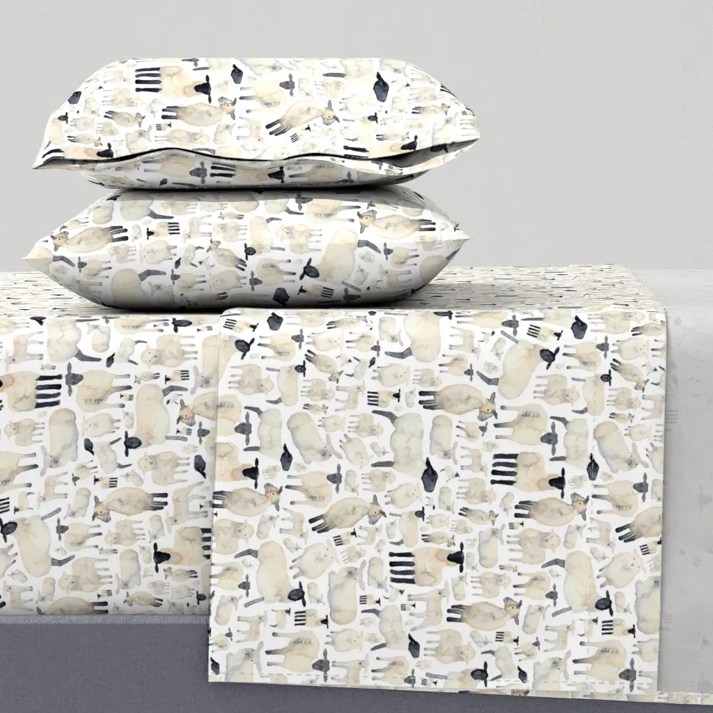 Fluffy White Sheep Queen Size Sheet Set - Off-White product