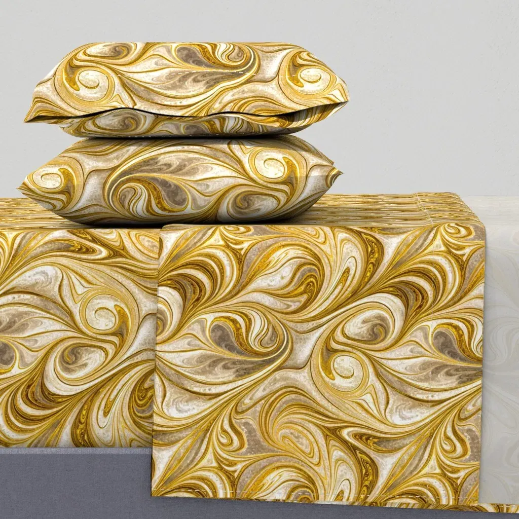 Fluid Gold Marble Twin Sheet Set - Gold product