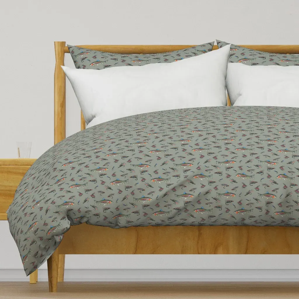 Fly Fishing Duvet Cover - Sage Green product