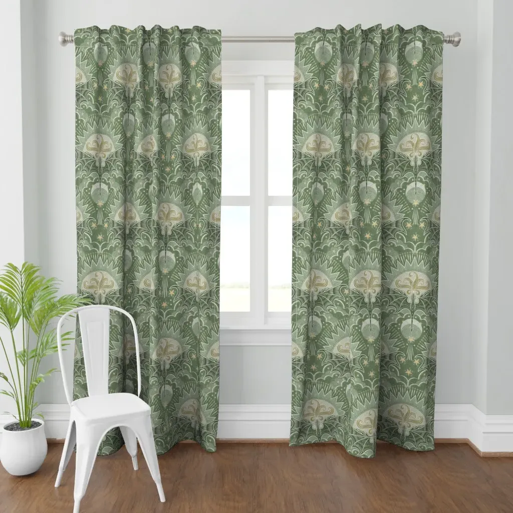 Flying Dragon Block Curtain Panel - Green product