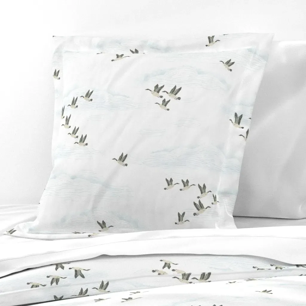 Flying Geese Large Euro Pillow Sham - White product